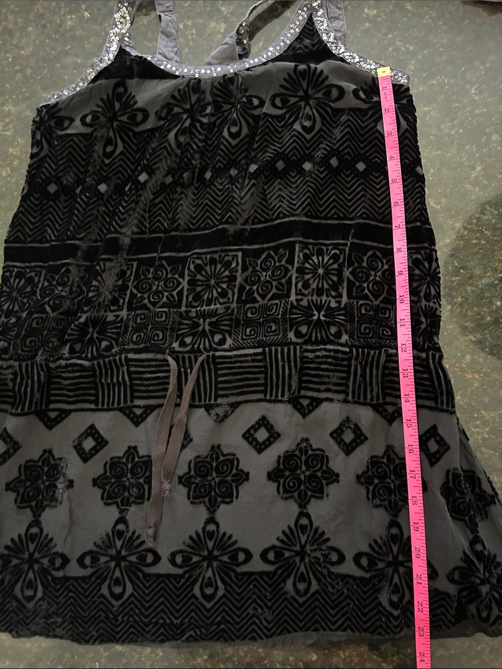 Free People Y2K burnout velvet mini dress/tunic with sequin detailed straps - Picture 9 of 11